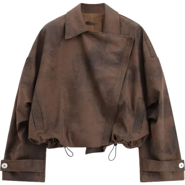 Giacca biker marrone