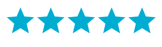 Five cyan stars in a row.