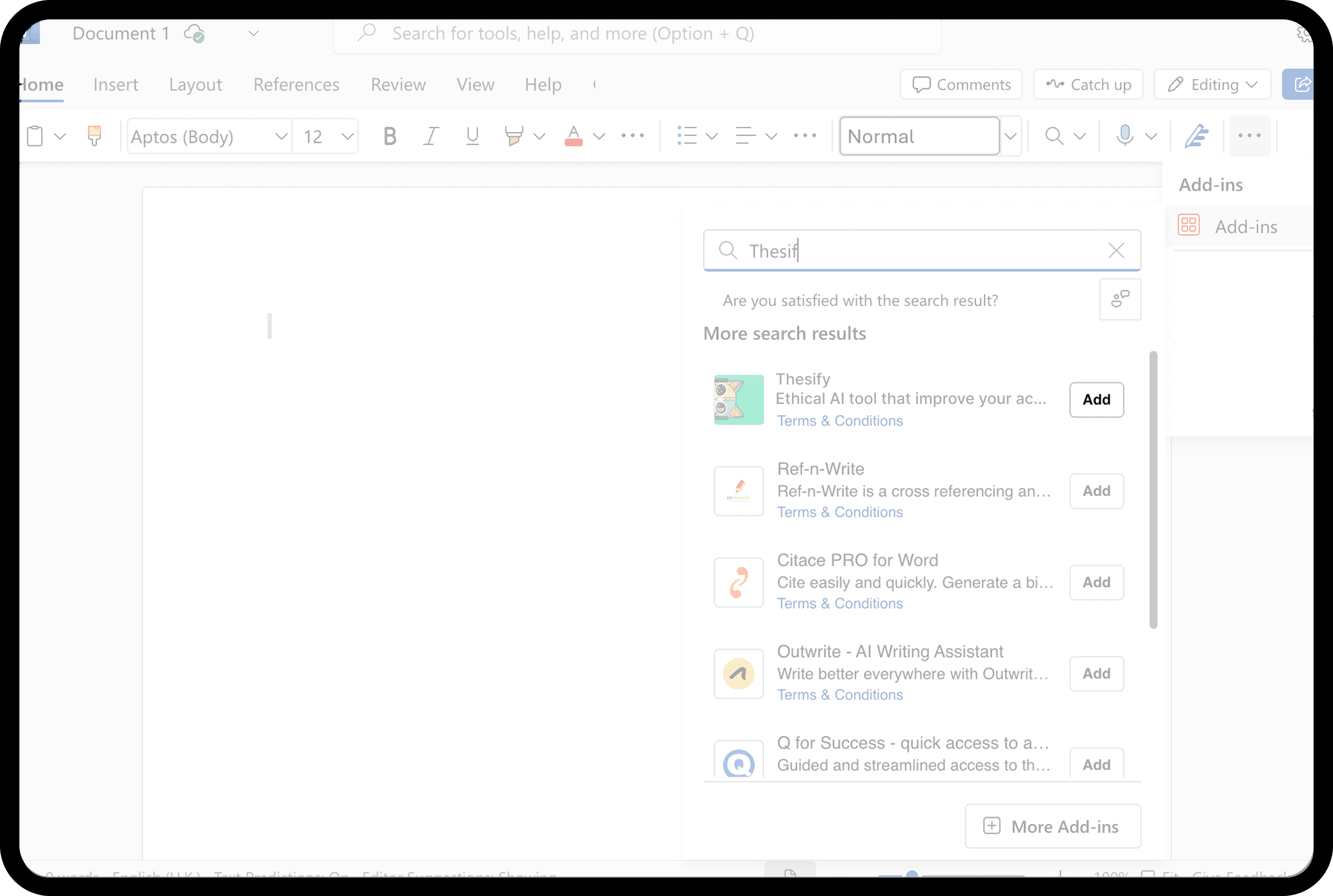 Showcase of how to add the Word plugin in Microsoft Word.