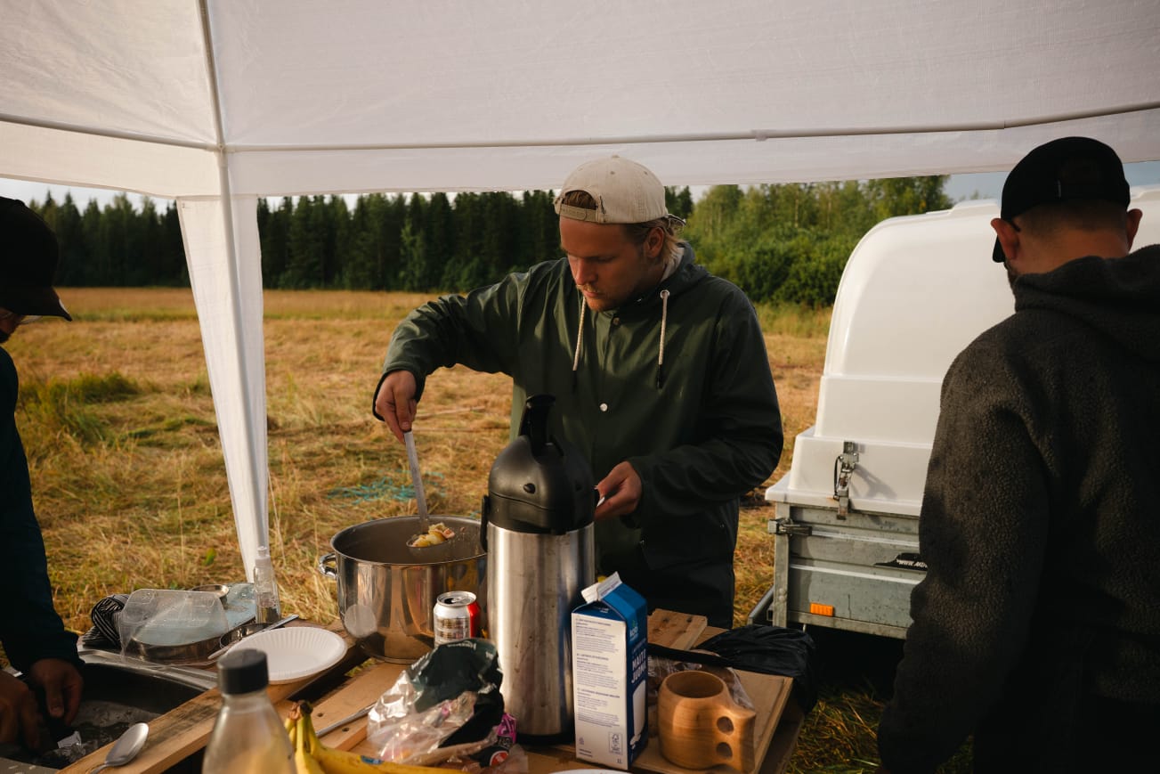 man taking soup