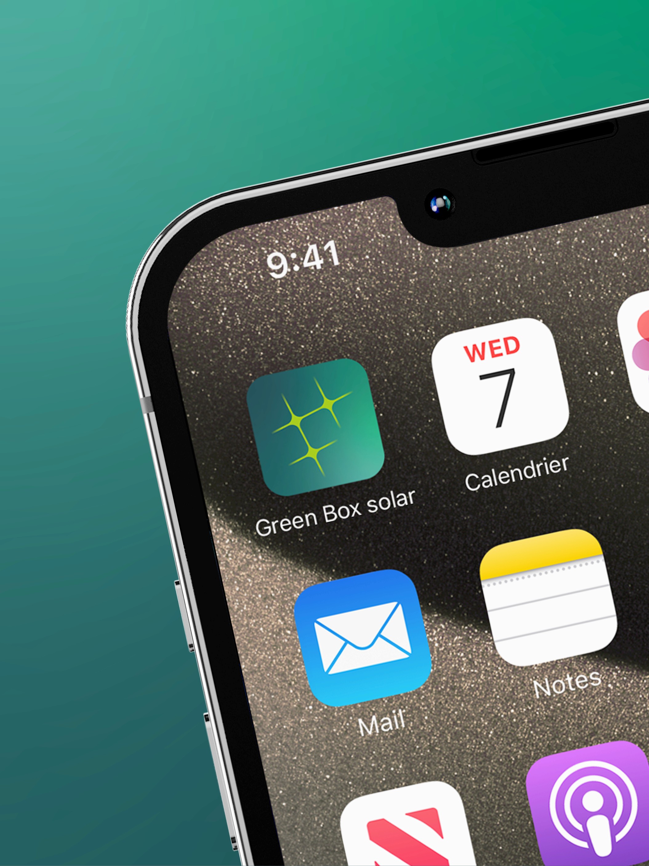 close up sur l'appli green box solar