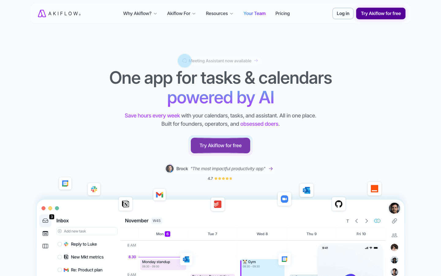 Akiflow AI planner app website