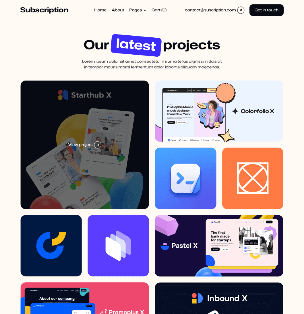 Subscription X - Portfolio Page - Design Subscription Agency Framer TemplateHome V1 Page - Investment Firm Framer Template