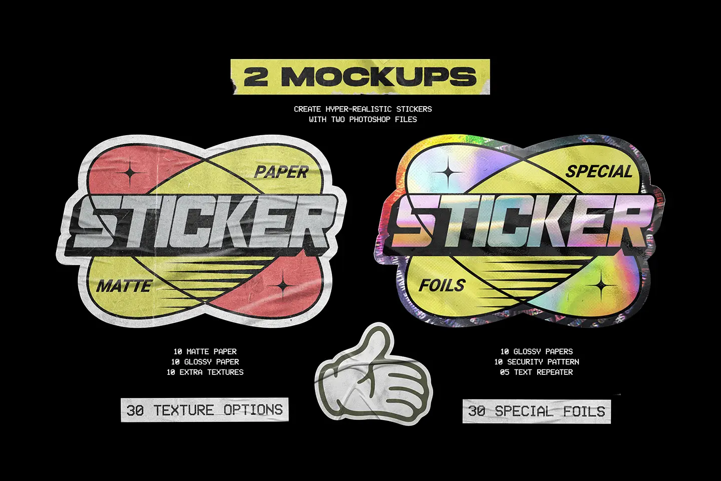 Sticker Labs paper matte sticker and holographic foil sticker mockup comparison