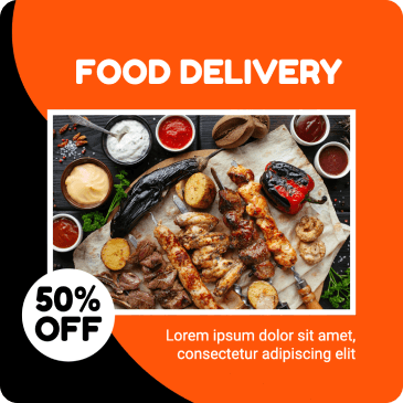 Food delivery poster template with dishes on a table