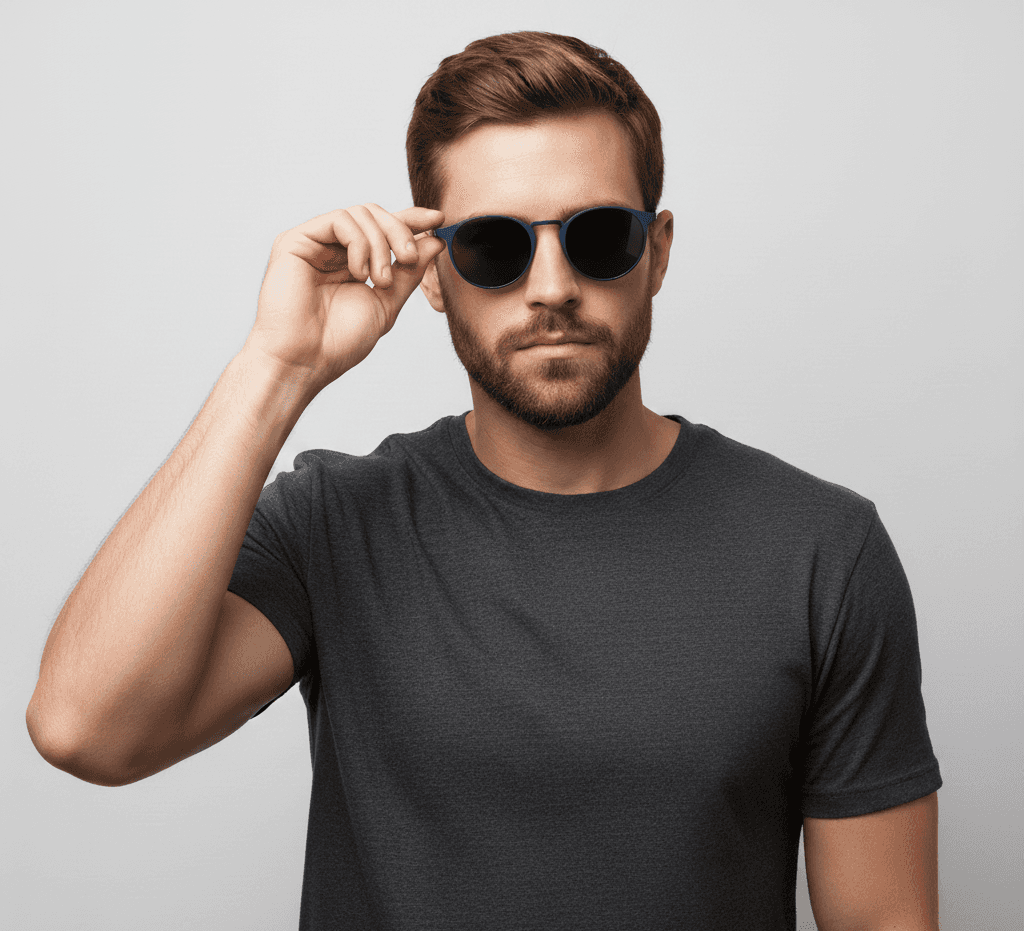 model wearing the sunglasses