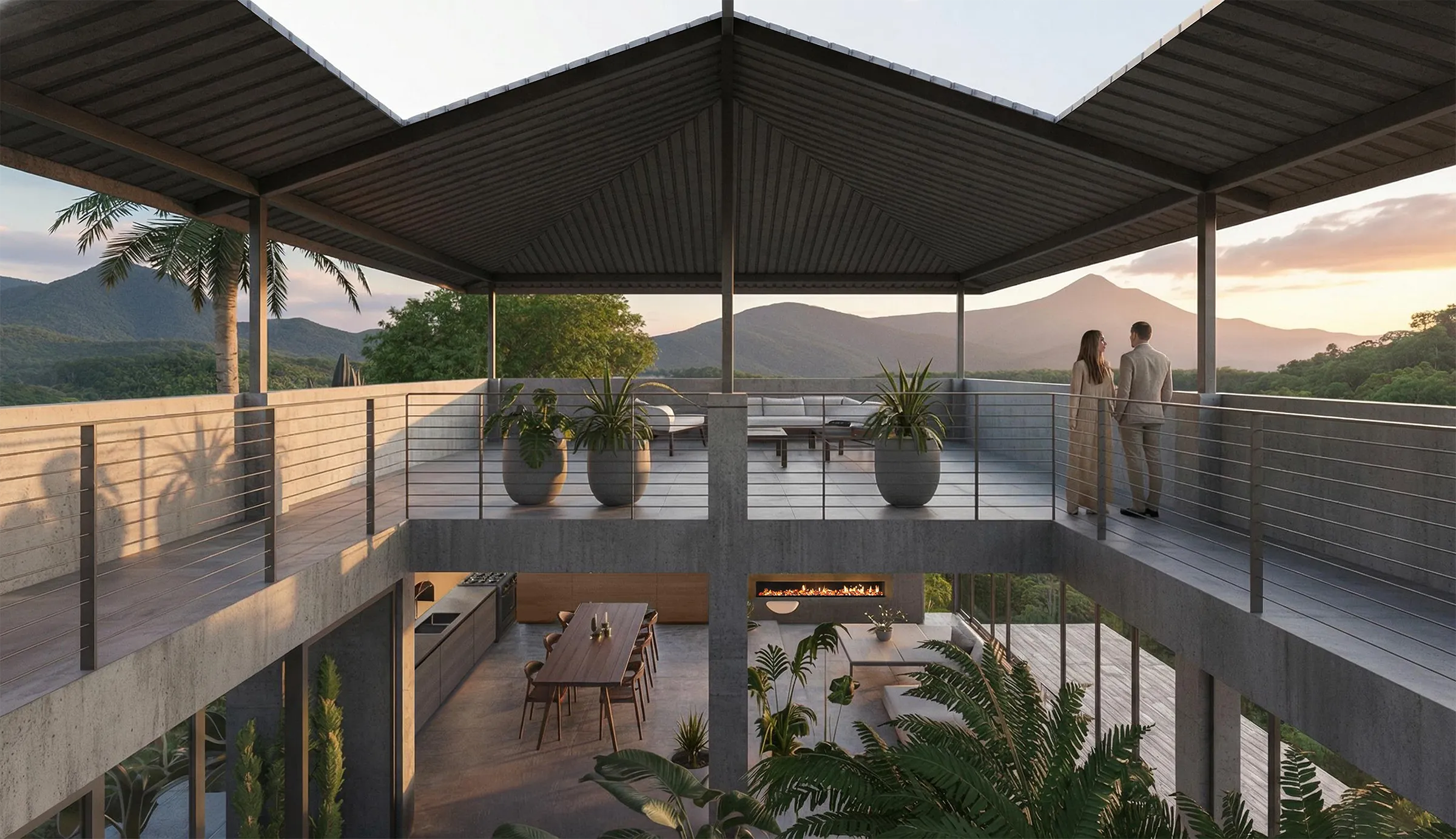 Casa "Mirador" Interior Courtyard Render 04