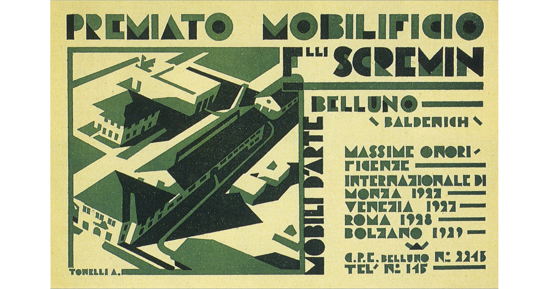 vintage type poster with green letters