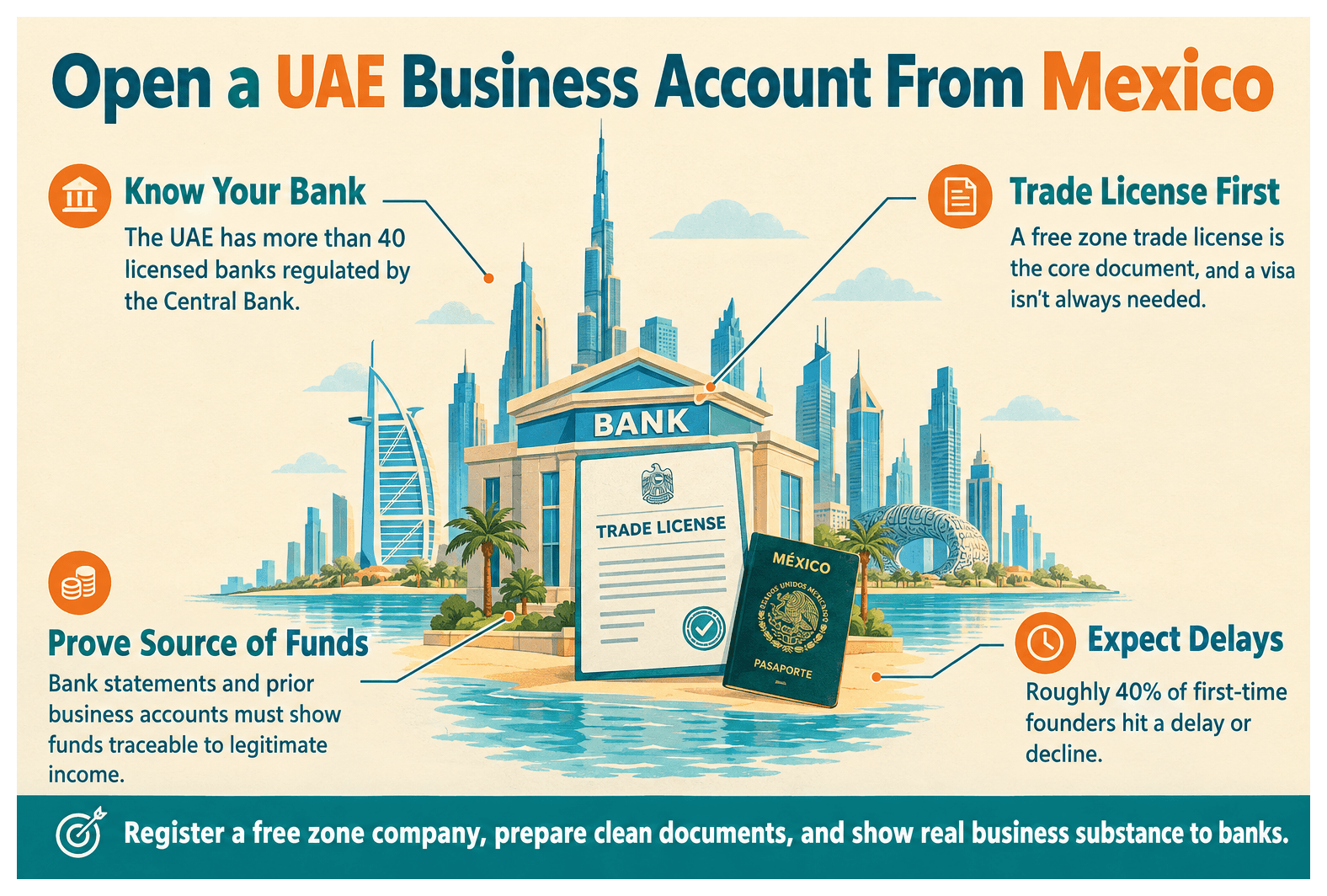 Infographic: Opening a UAE Corporate Bank Account as a Mexican Entrepreneur