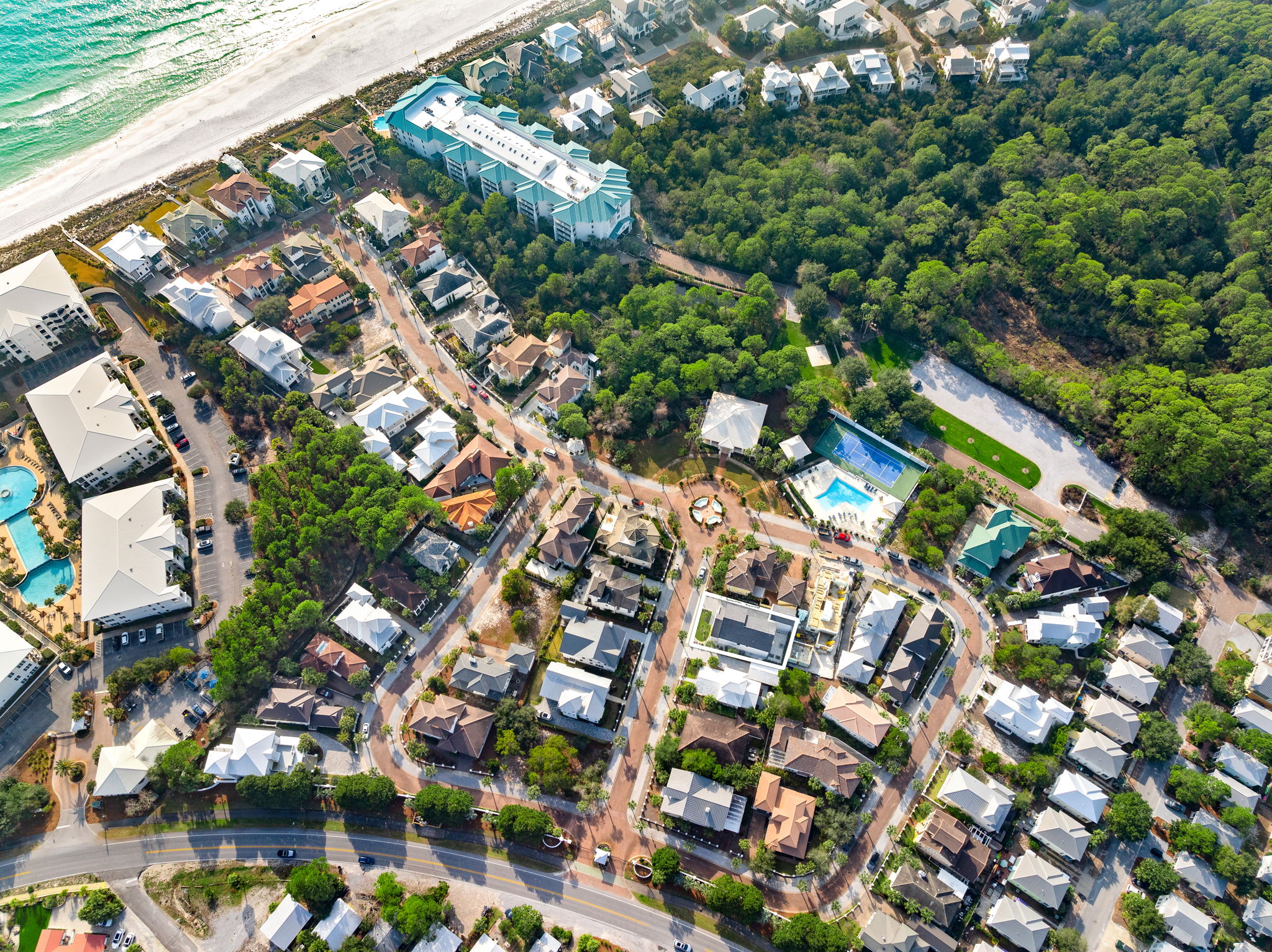 Aerial drone view of a NW Florida coastal property