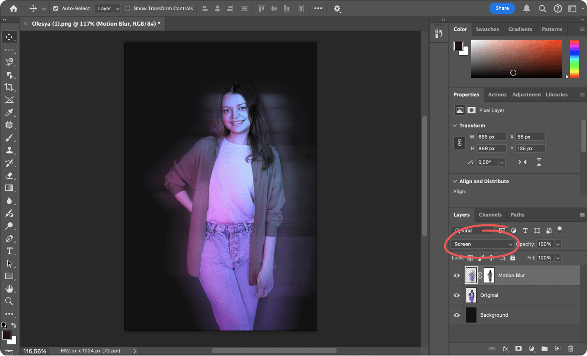 Photoshop UI change blending modes