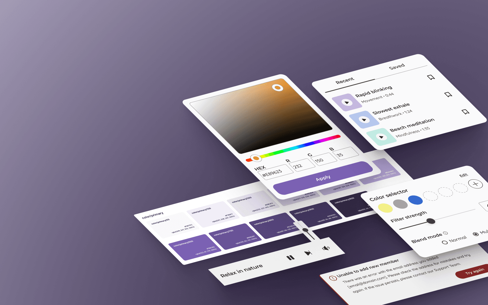 Multiple design systemed components stacked