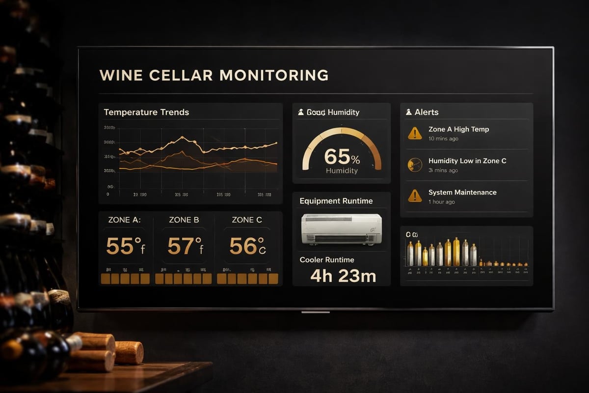 Wine cooling unit monitoring system