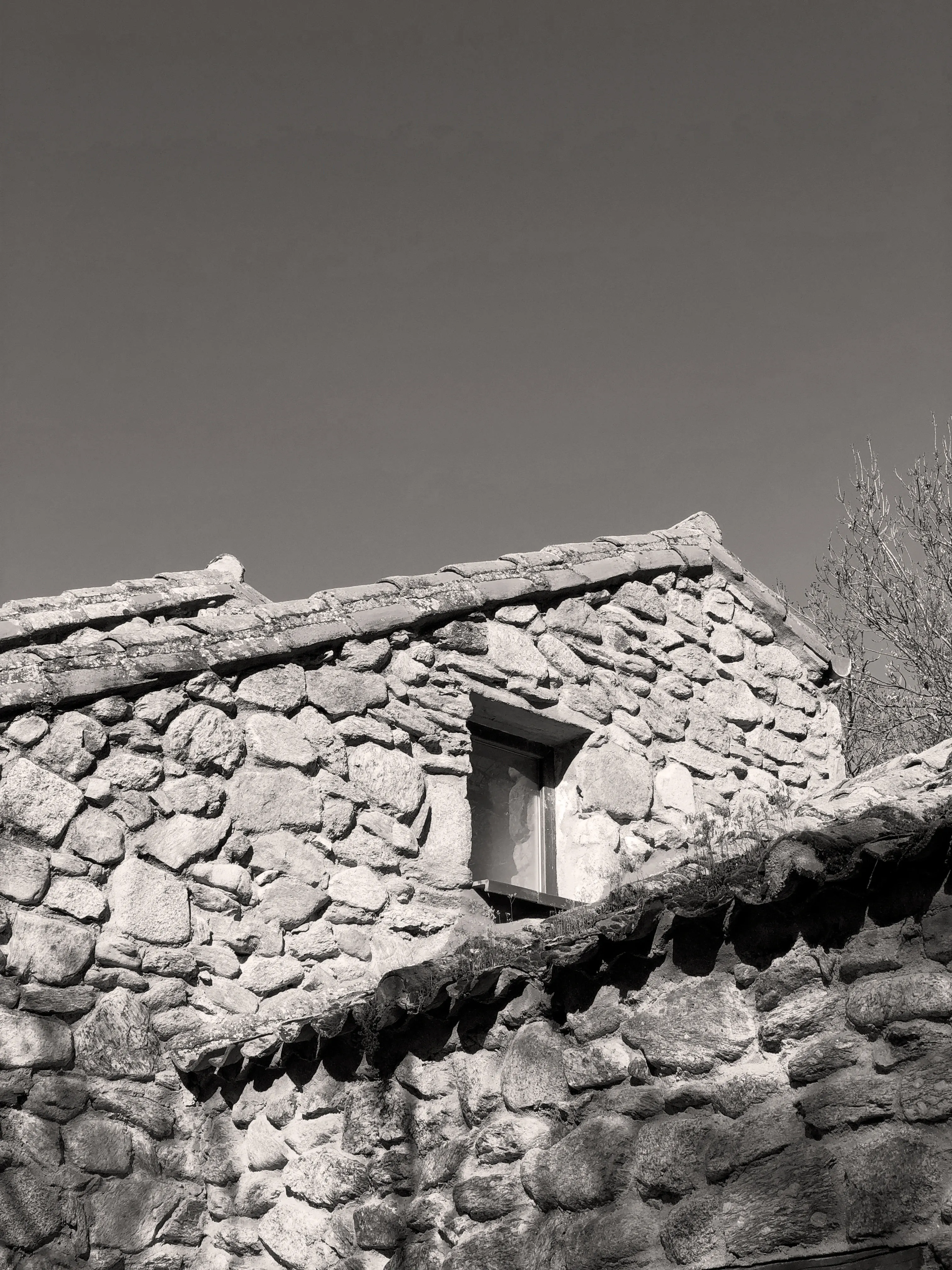 Stone house in landscape
