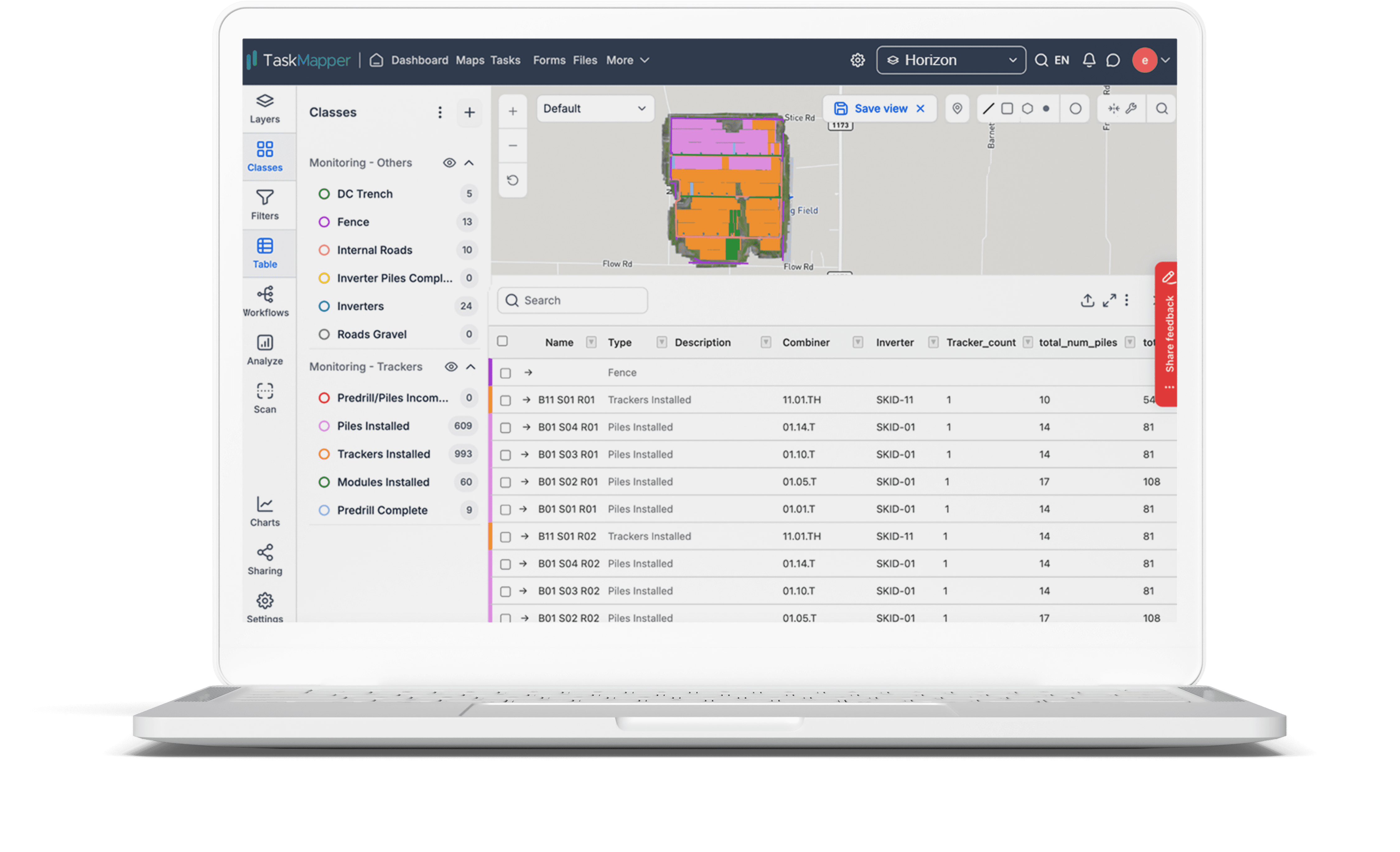 TaskMapper: Map-based and tabular construction progress data