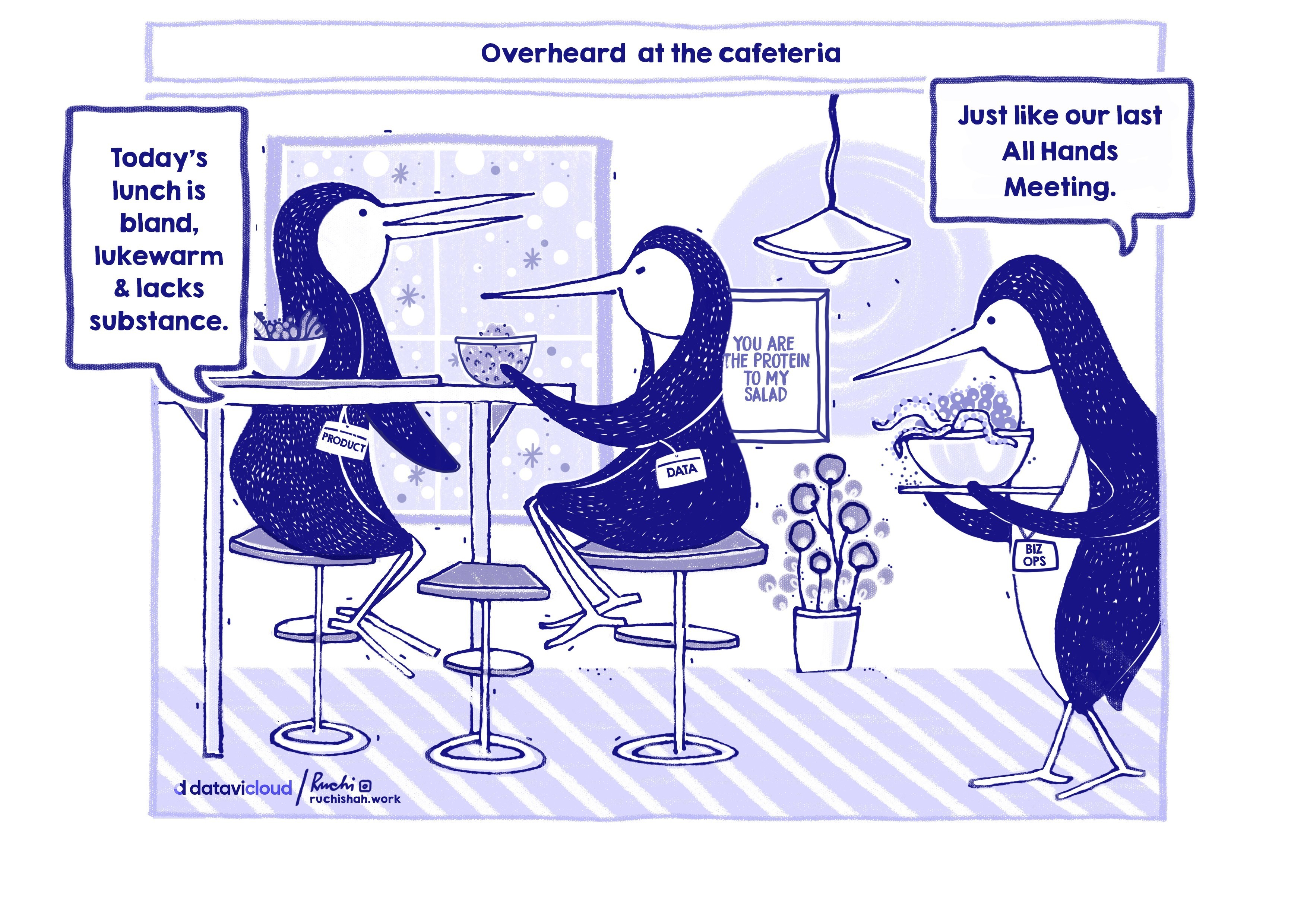 A satirical comic showing two penguins watching a nostalgic television screen that says "Gone With The Wind". One penguin asks, "What happened to our DEI program?" while the other explains that the budget was shifted to buy more AI tools. The comic is titled "Corporate DEI Efforts: Now Streaming, But Only for Nostalgia"