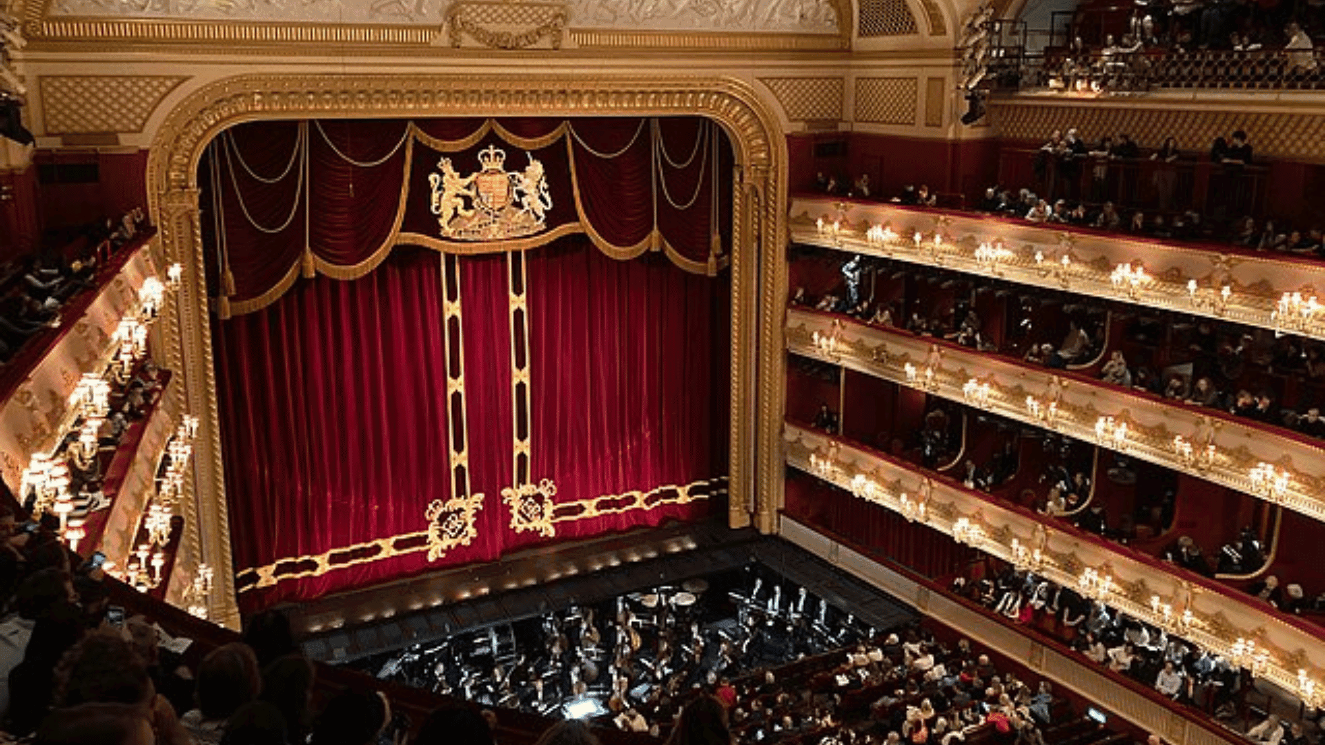 View of the Royal Opera House stage from the upper ampitheatre level