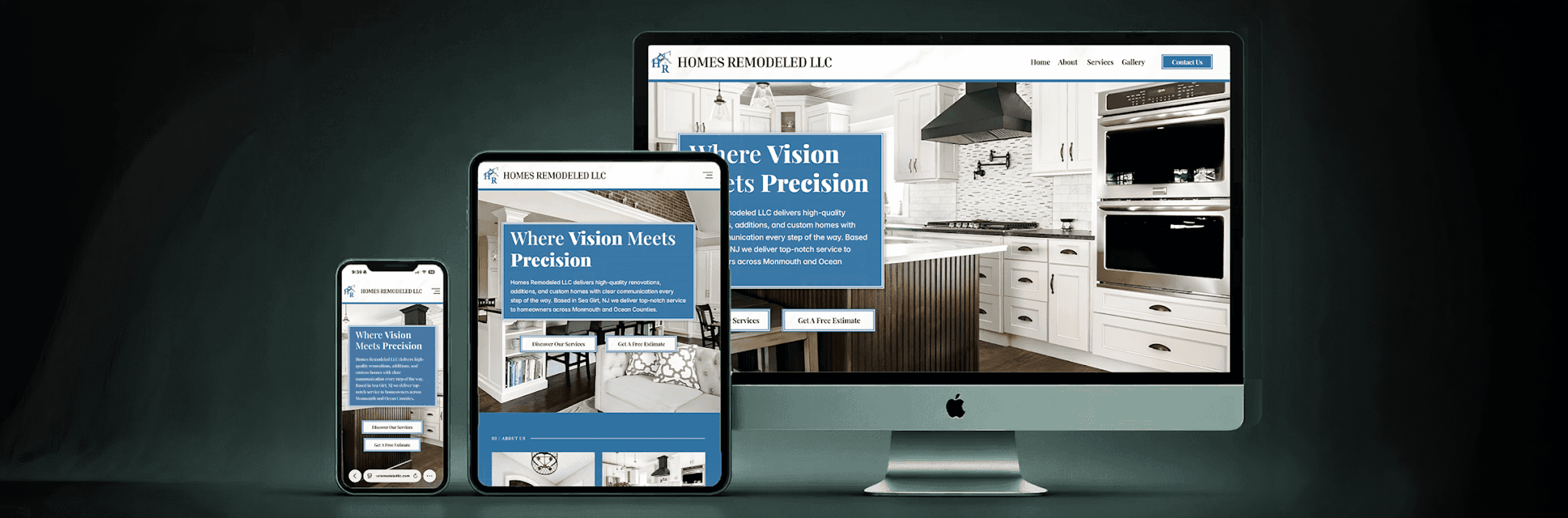 Responsive electrician website design displayed on desktop tablet and mobile devices