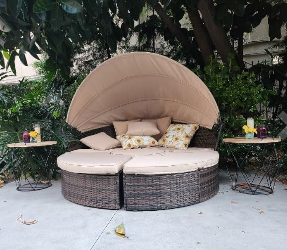 Built with premium materials, the round bed with canopy ensures lasting comfort and support.