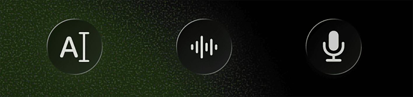 Close up of 3 communication options: tyep, converse, and speak.