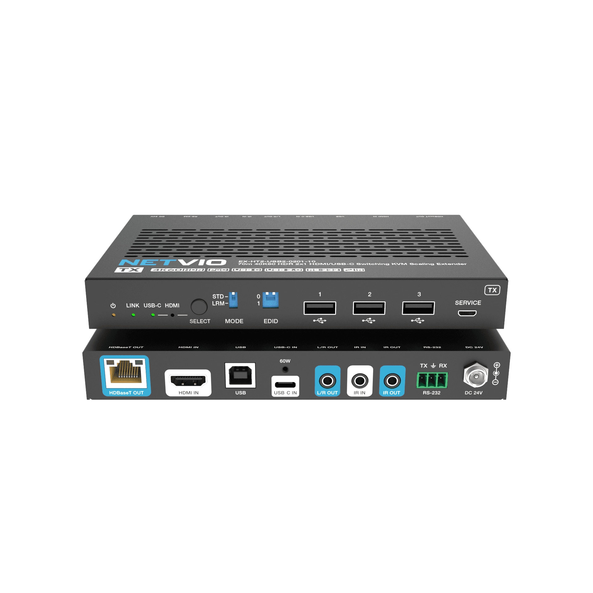 NETVIO TX 4K60HDR 2x1 HDMI/USB-C KVM extender