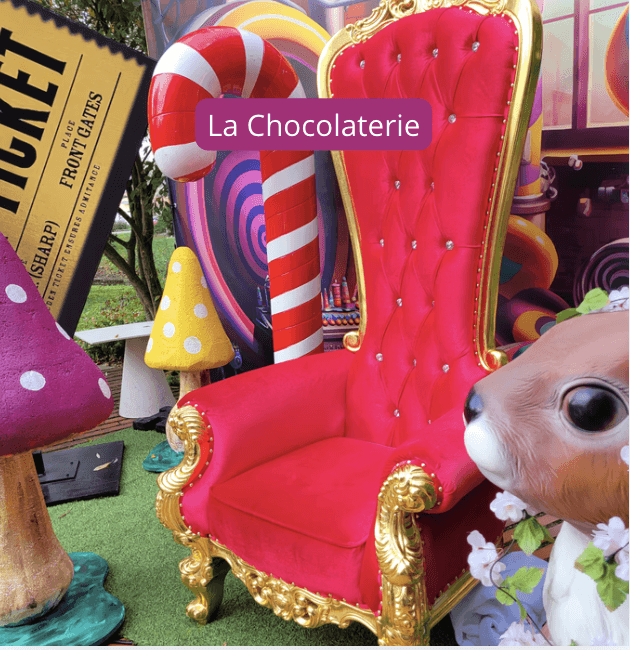 Décor animation et scénographie immersive thème Charlie et la chocolaterie Wonka pour soirée d’entreprise à Bordeaux