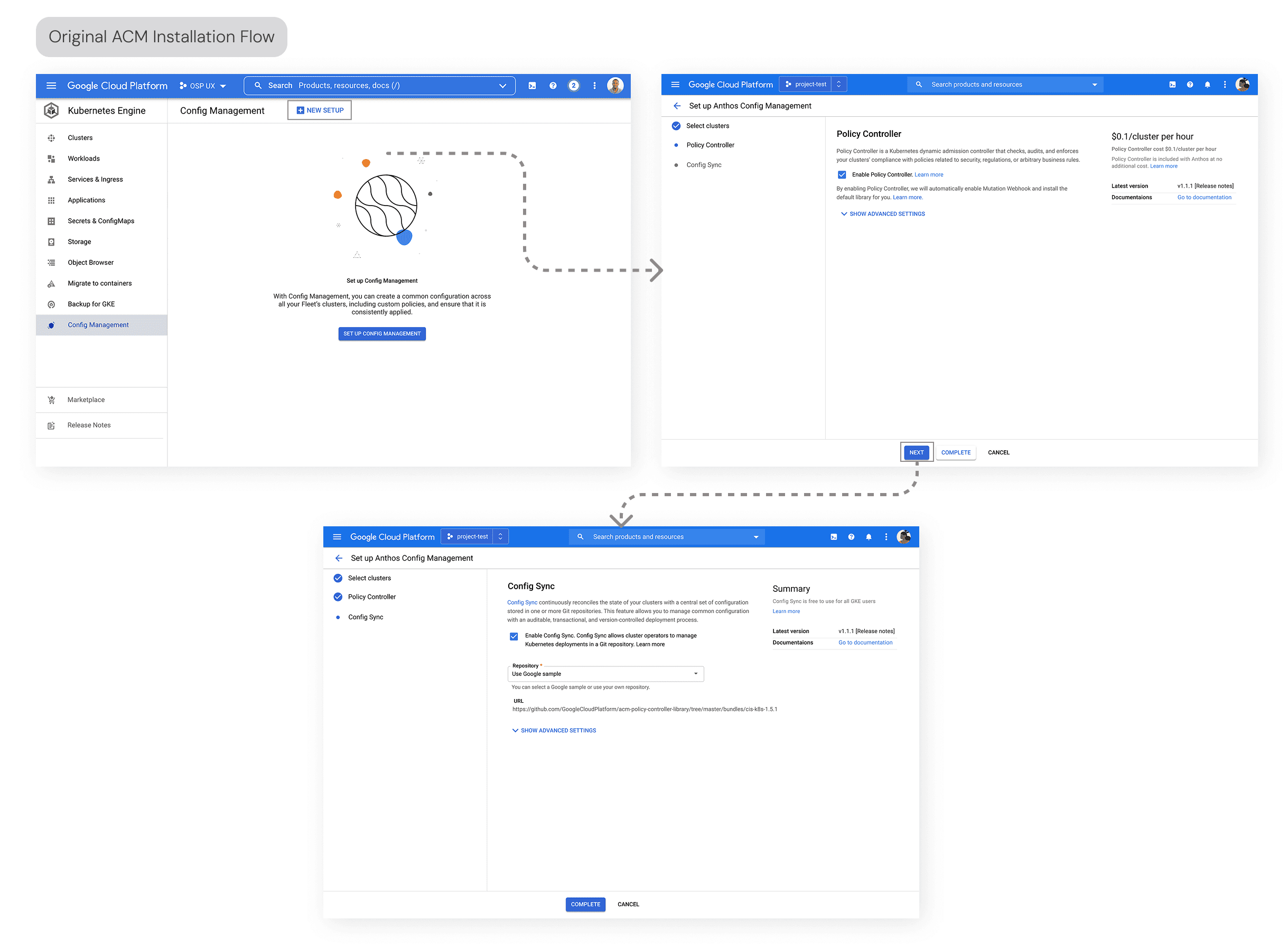 original ACM installation flow