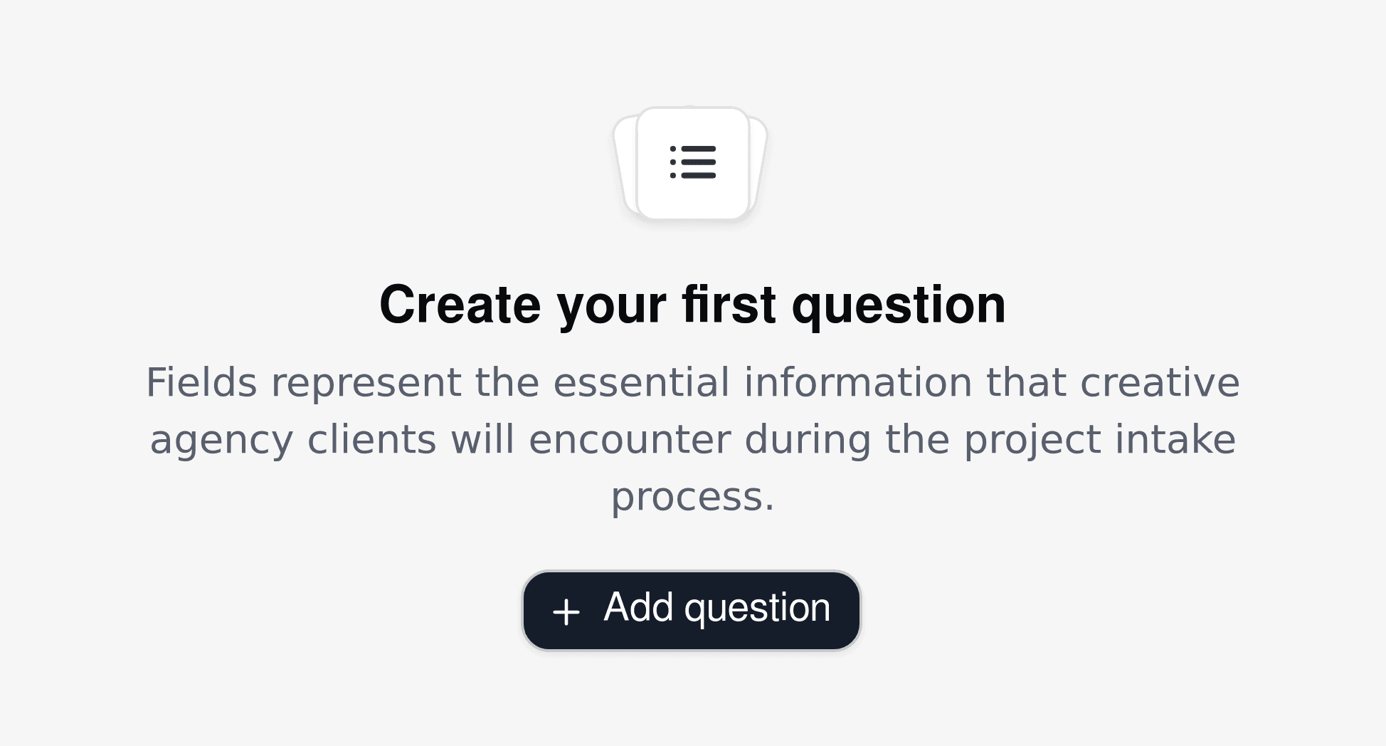 Cal.com create form interface for creative agencies, showing question fields like 'project type' and 'brand objectives' for client intake.