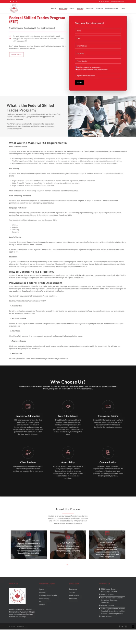 Federal-Skilled-Trades-Program-Canada page for consultcnc website developed & designed by Dreams Agency Mississauga, Ontario