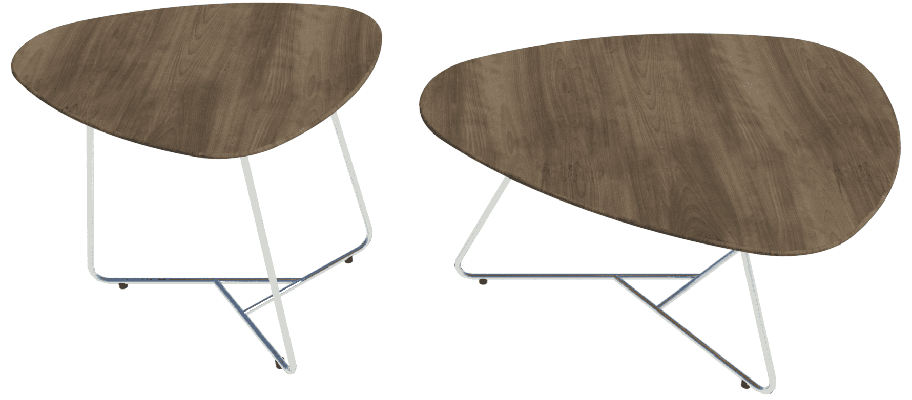 Yonda small and large triangular tables.