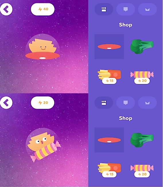 Vehicle customization with the earned points in the Funexpected Math app