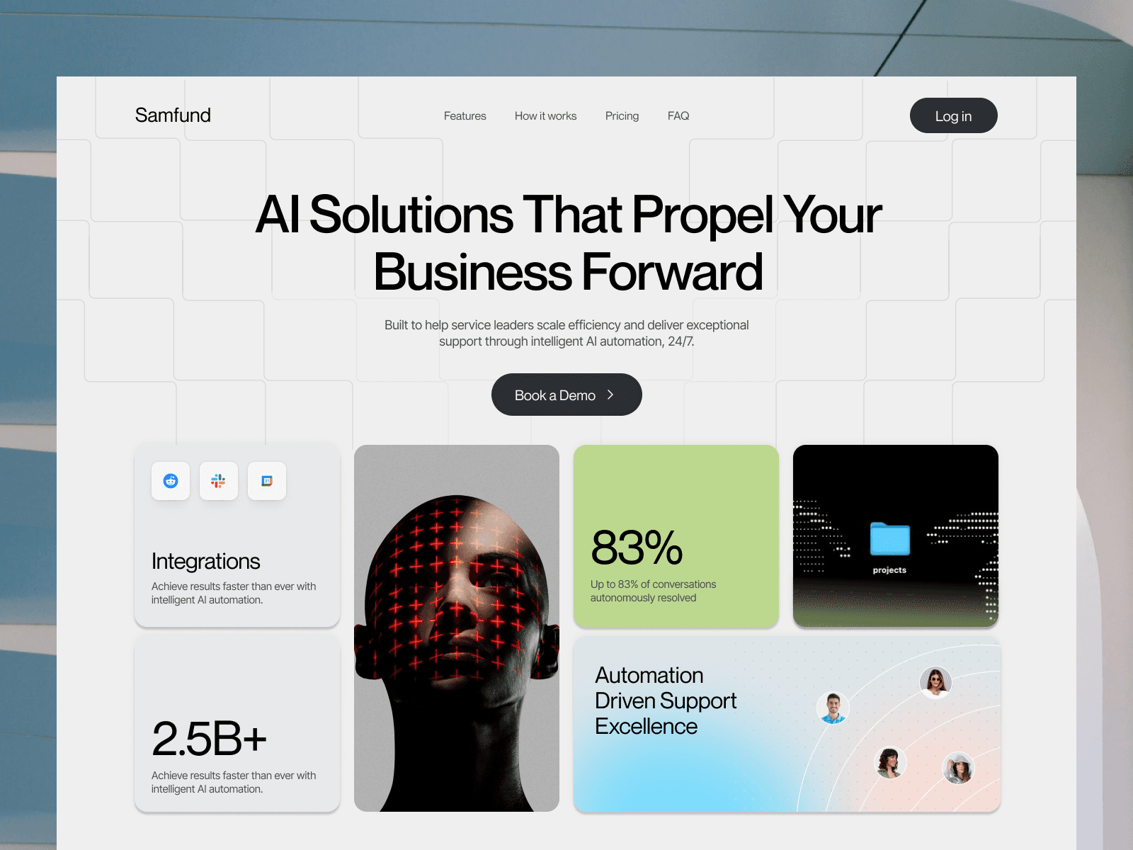 AI powered solutions business management landing page