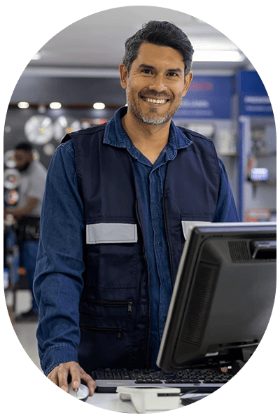 Welcoming customer service man