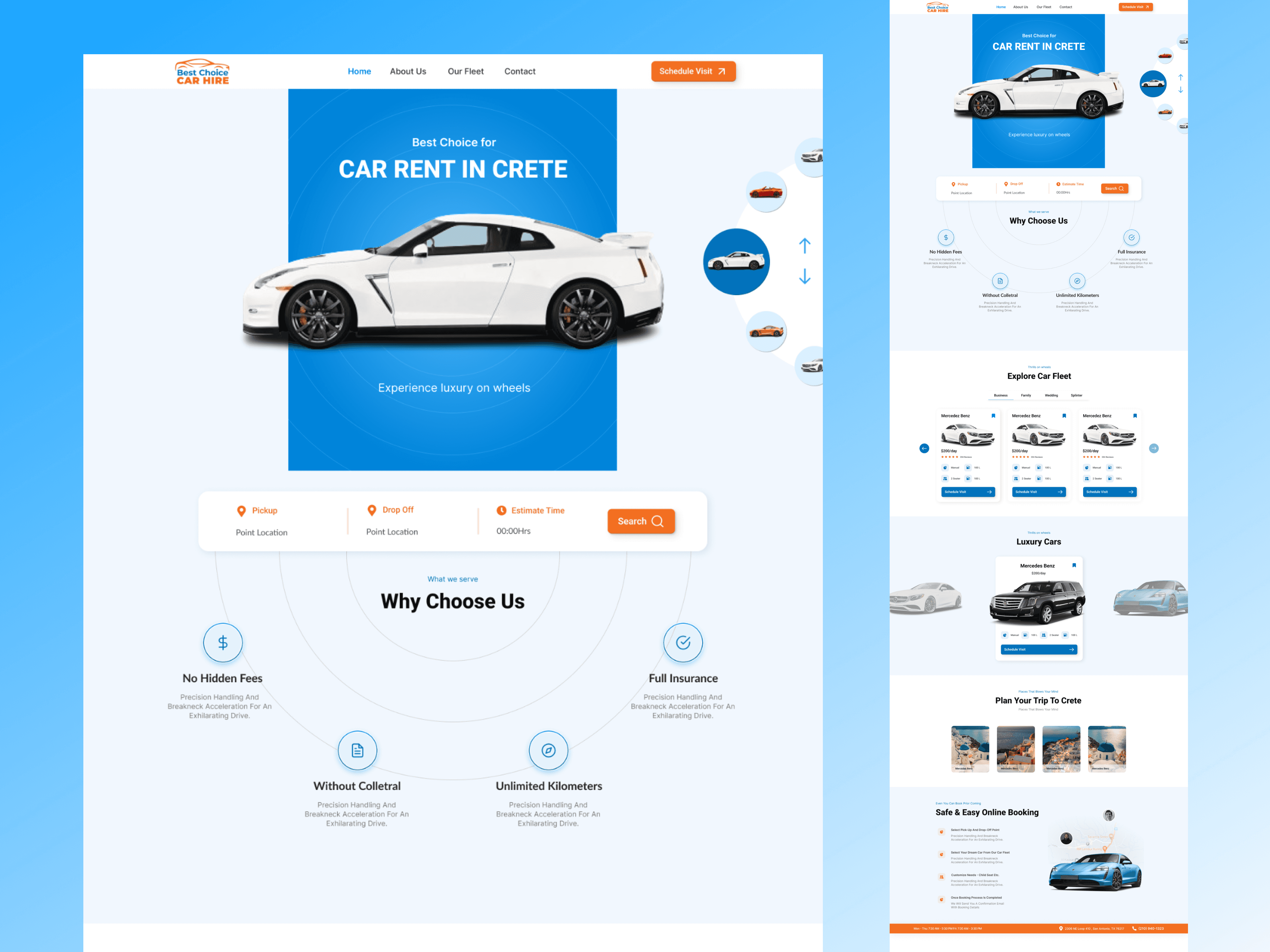 Car hire website mockup