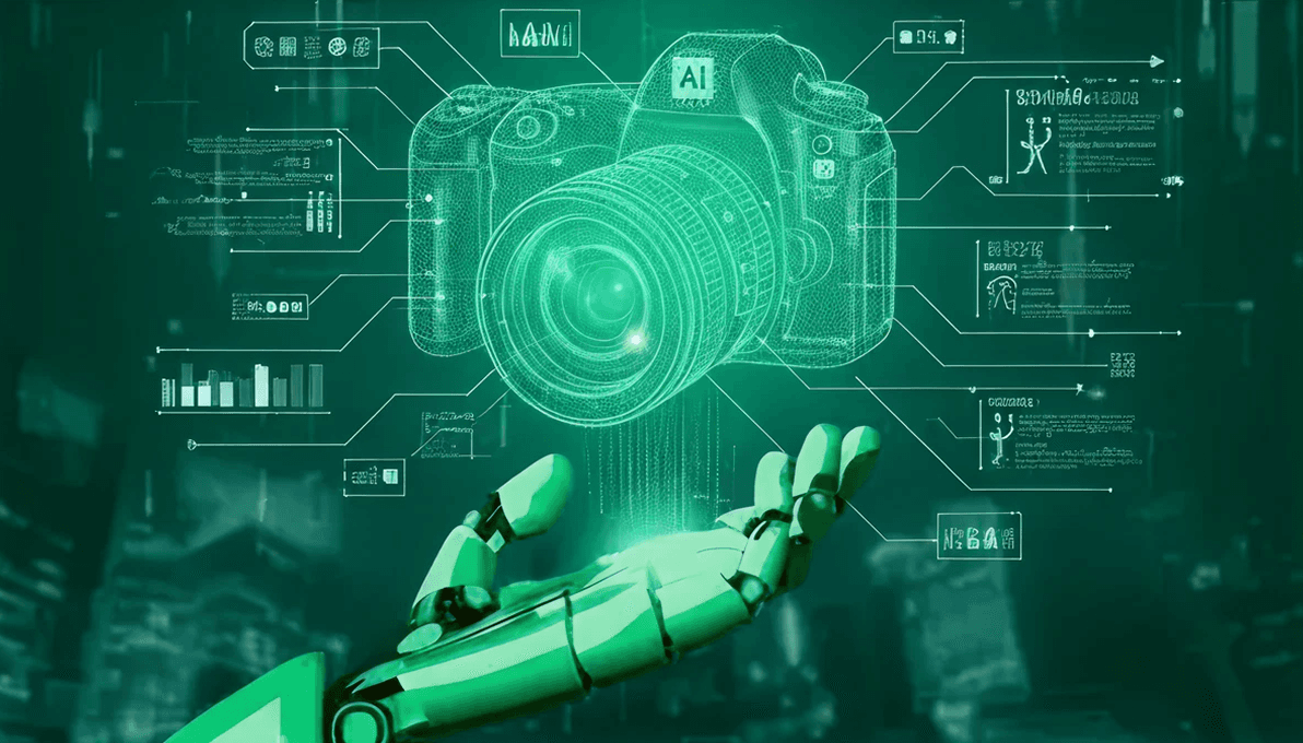 Modern skyscraper with a bright light strip