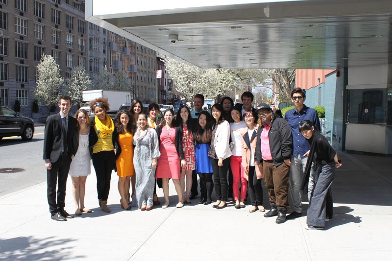 group photo of students on the sidewalk in front of the SVA Theatre