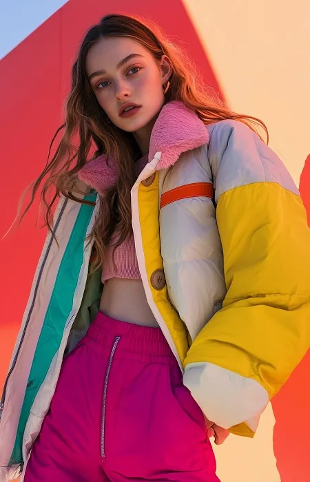 Woman in colorful streetwear.