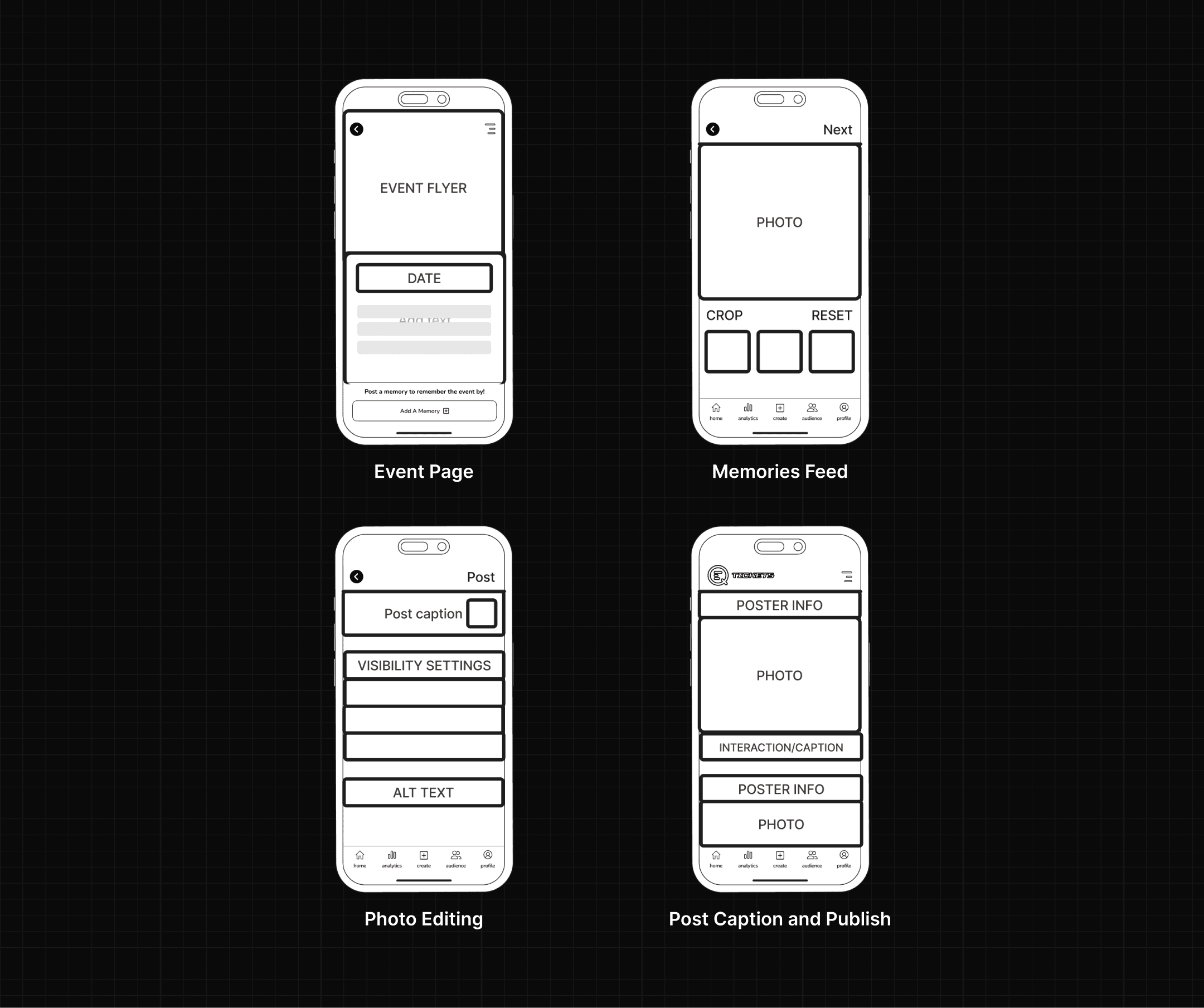 EQ Memories Wireframes