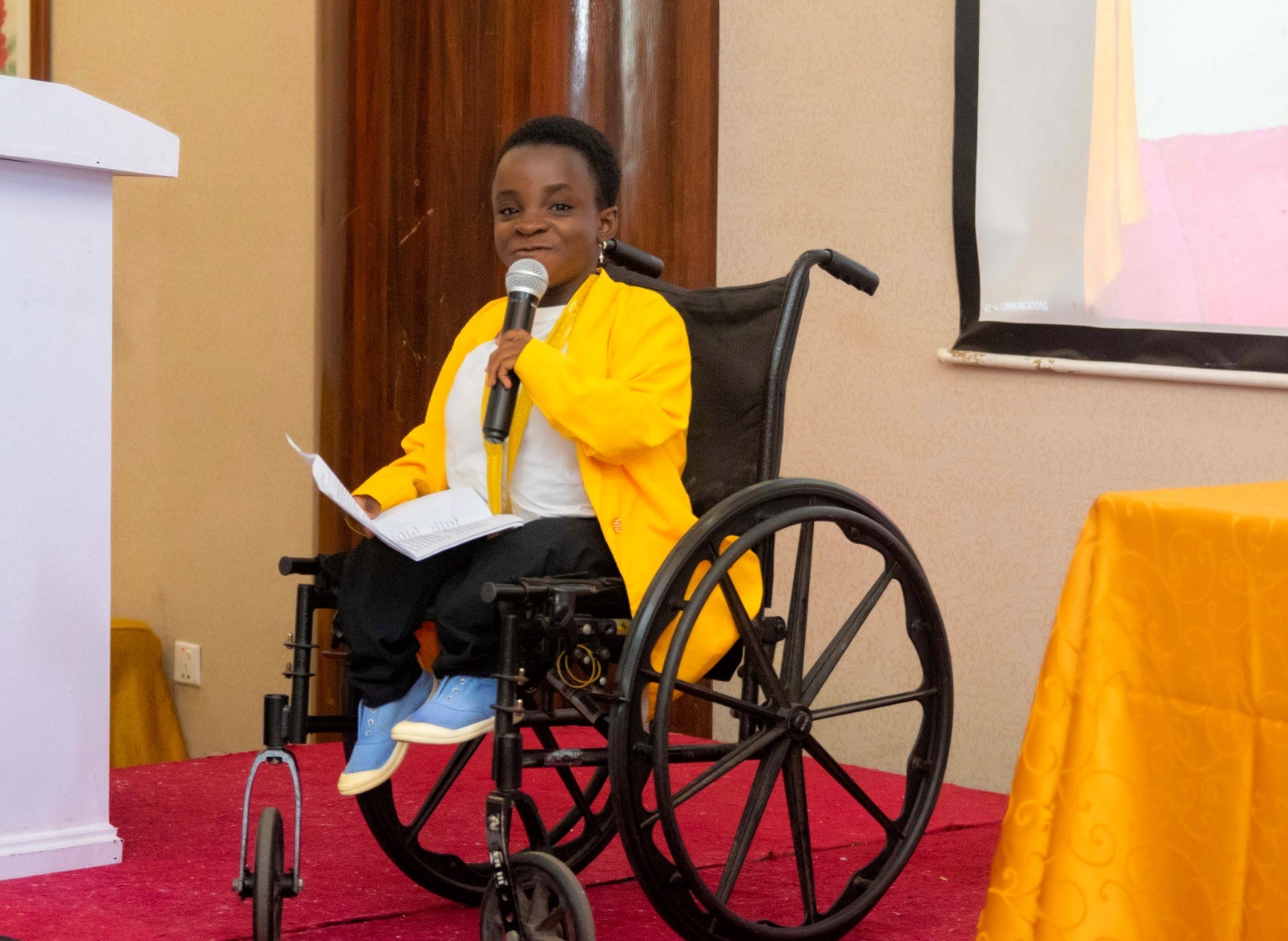 Stephanie Egharevba speaking at lagos student career expo