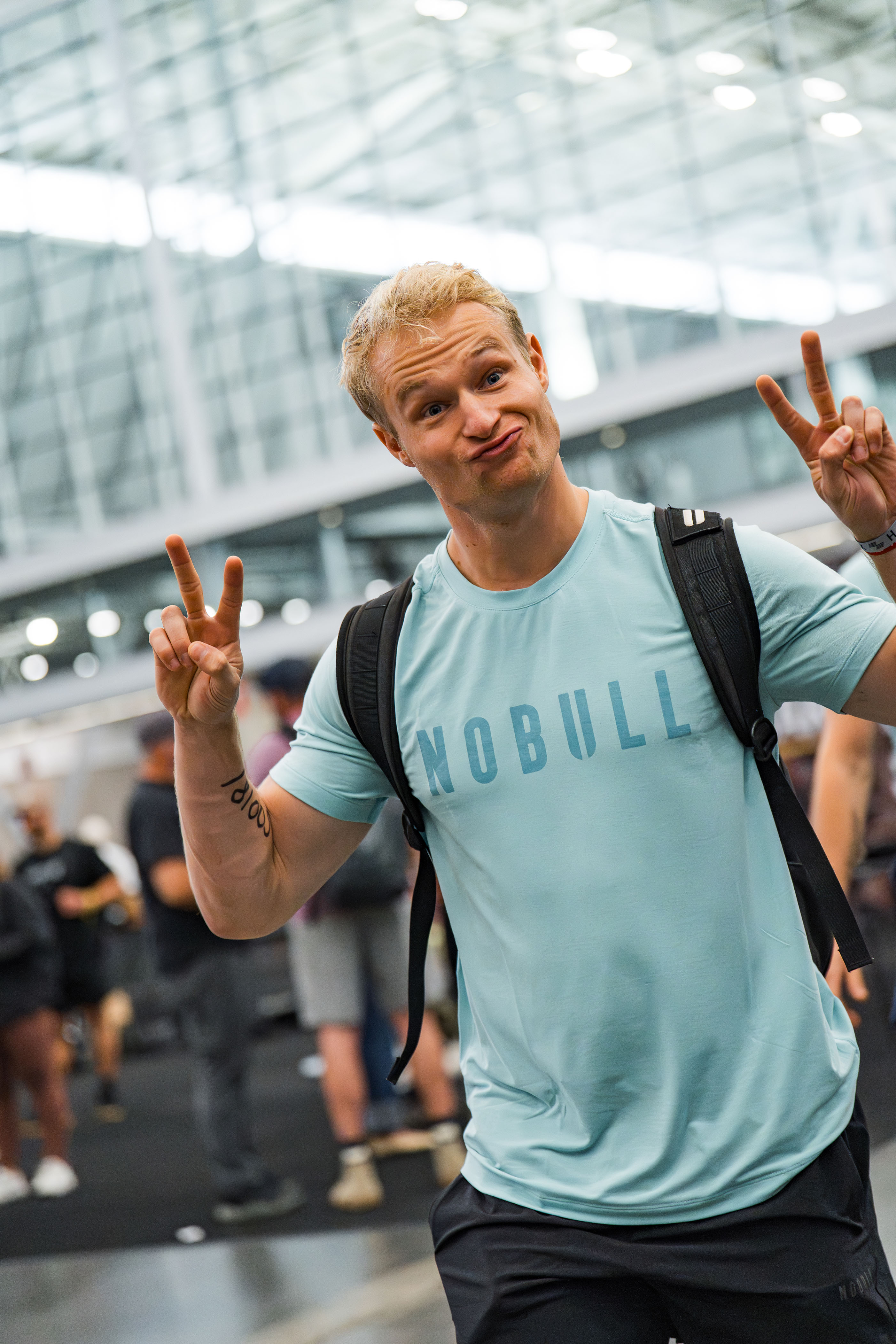 Man holding peace signs