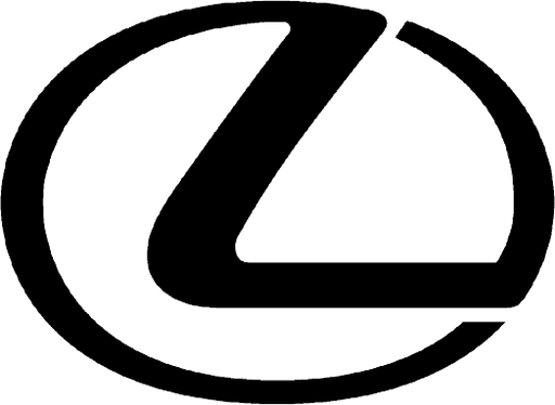 The image features the black Lexus logo, showcasing a stylized "L" within an oval shape, representing the luxury car brand's emblem.