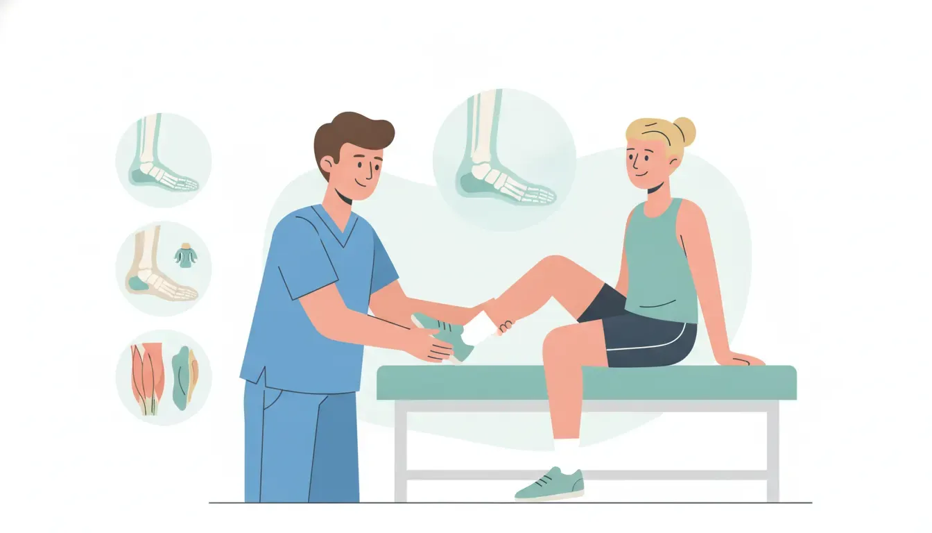 Podiatrist evaluating a runner's foot and ankle