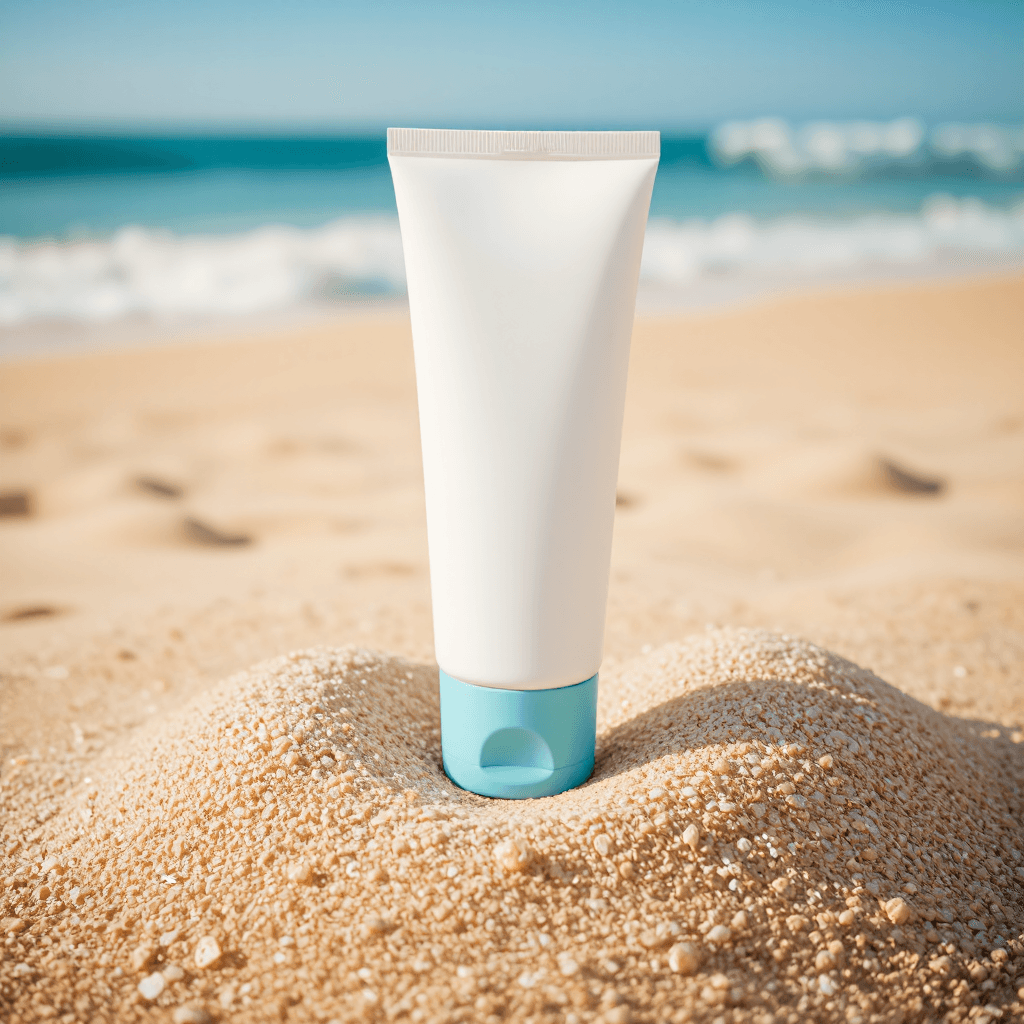 product photography of a tube of sunscreen with a matte finish