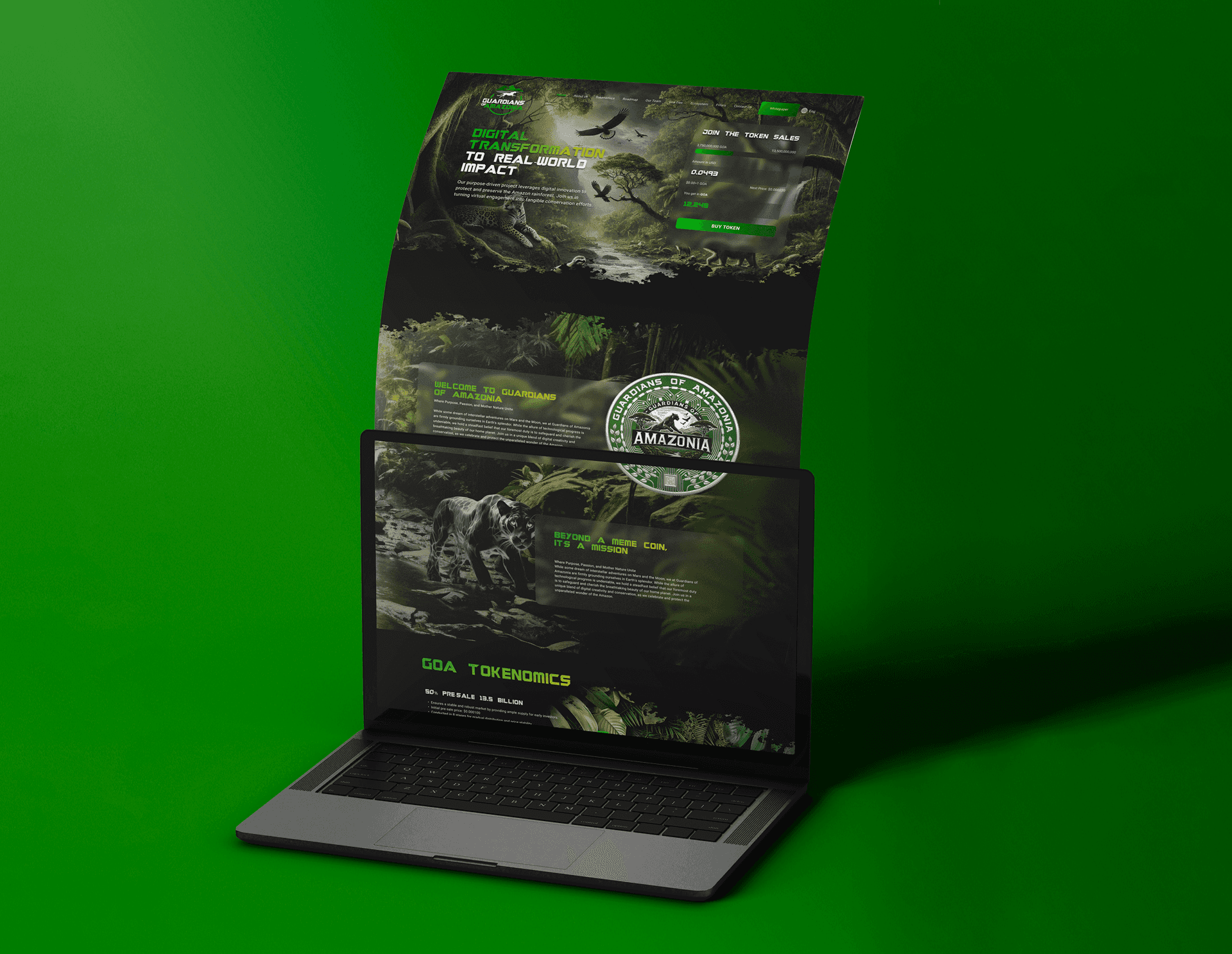 Open laptop showing a design portfolio
