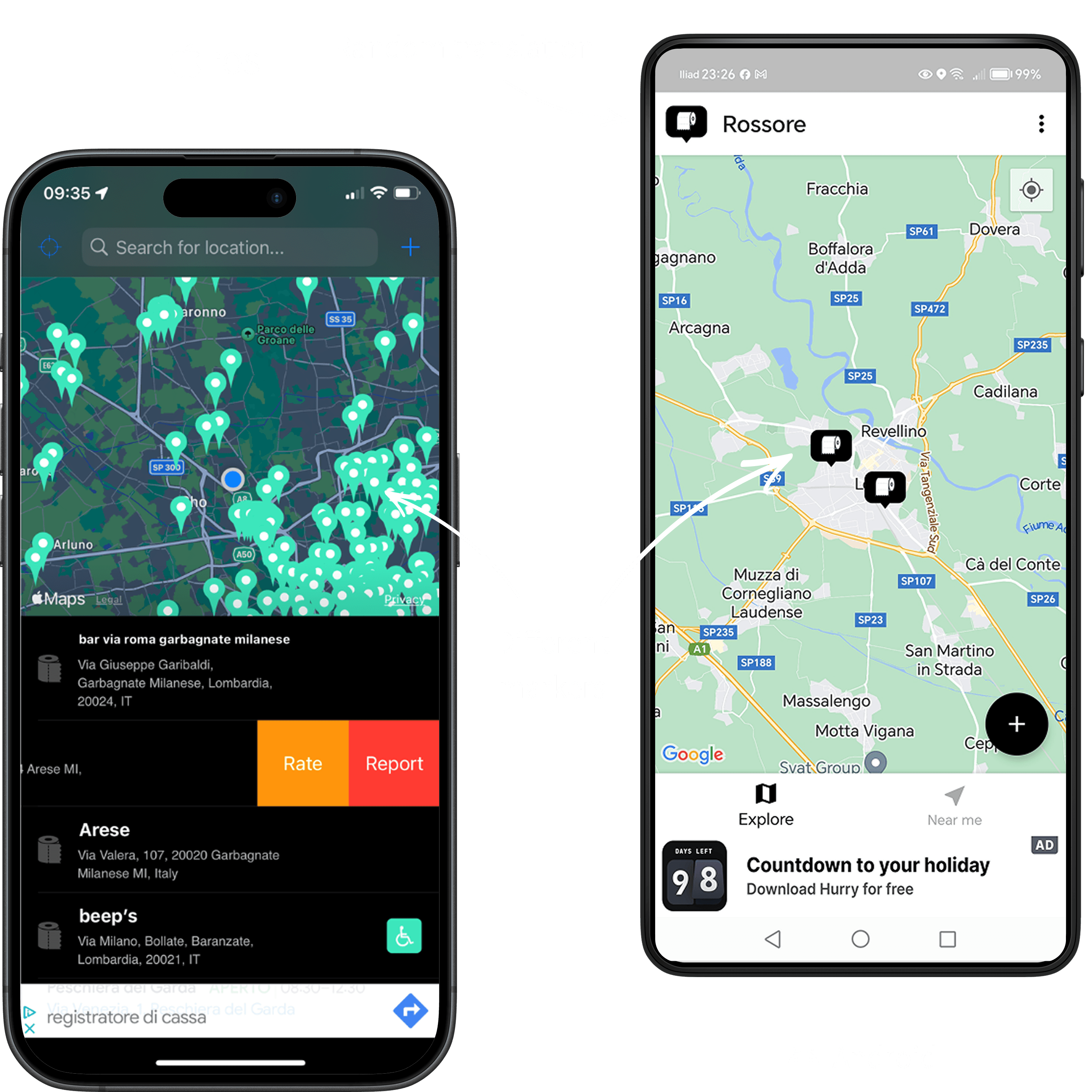 Original app, with random translations and different markers