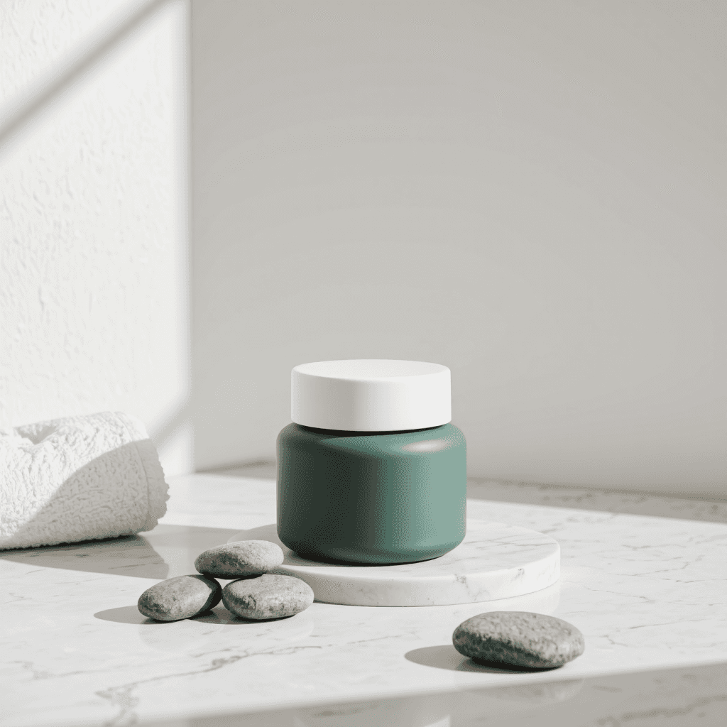 product photography of a jar of pore clarifying cleansing balm