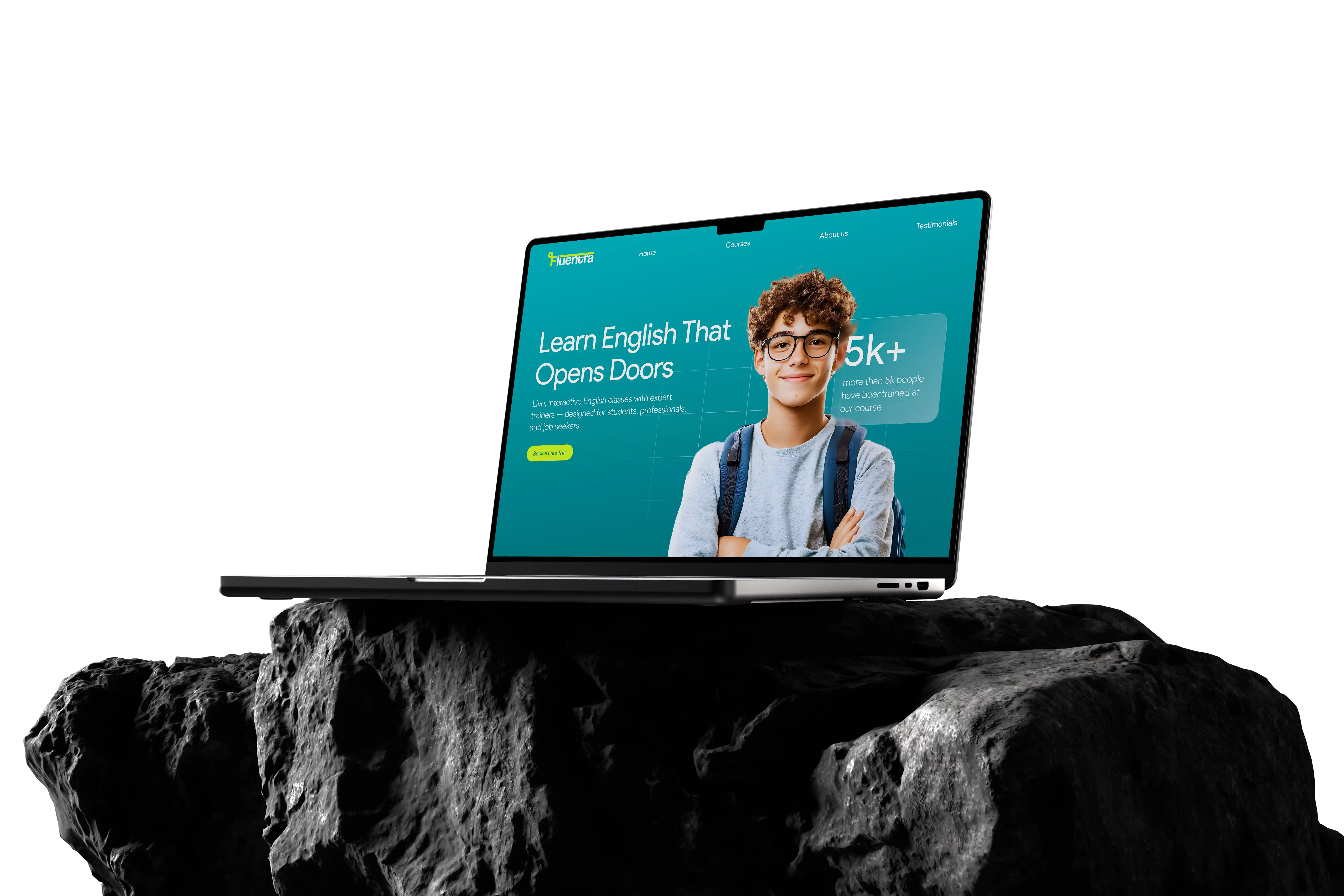 Fluentra online English learning website design for education platform by Digital Seed in Chennai
