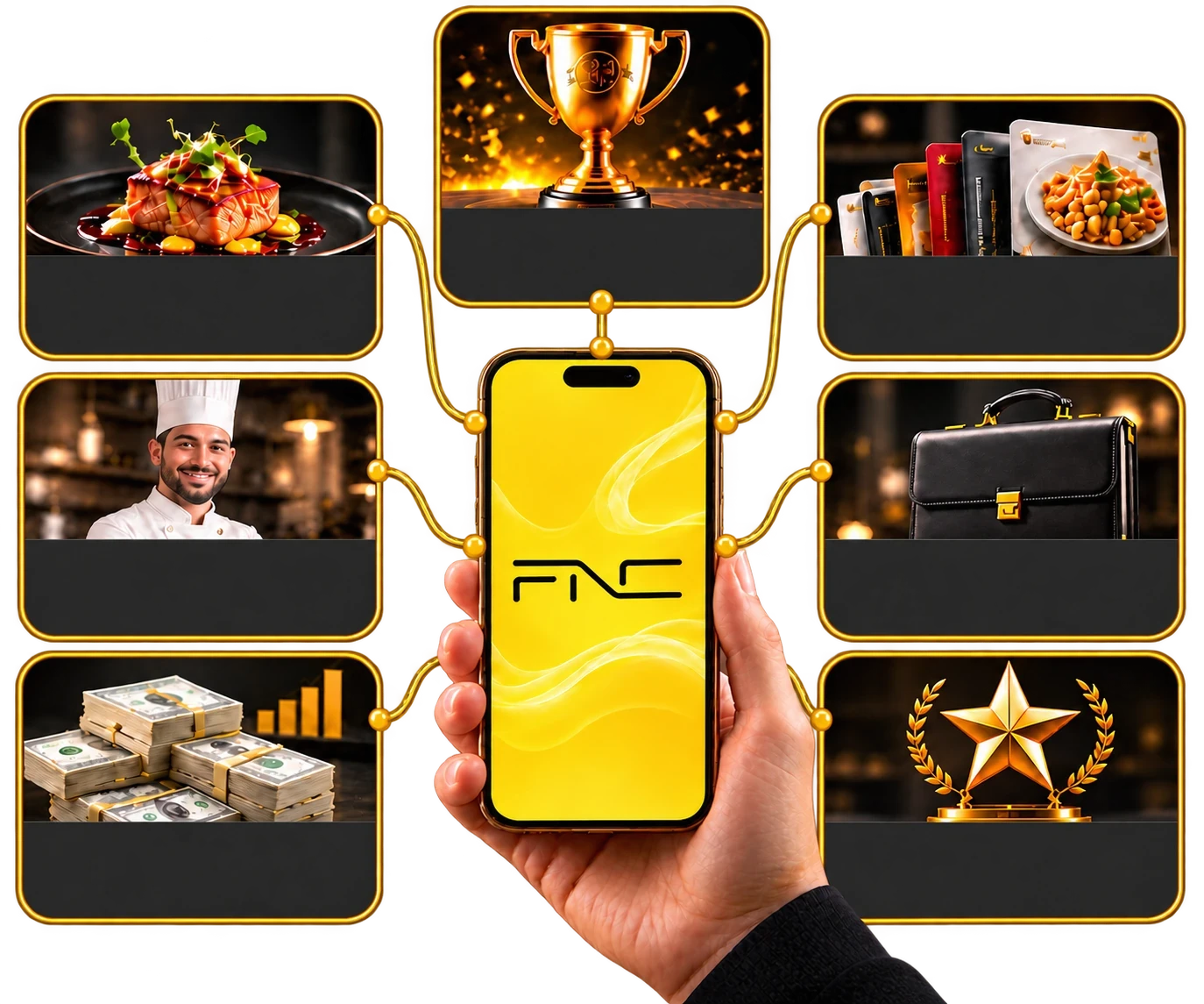 FNC phone connecting recipes, chefs, income, courses, jobs, recognition and competitions