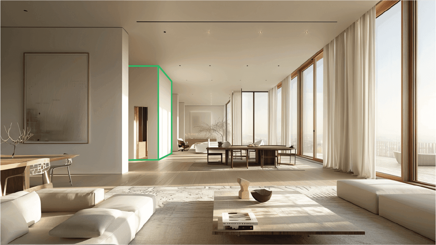 Binnenkant van een appartement met De BOX.