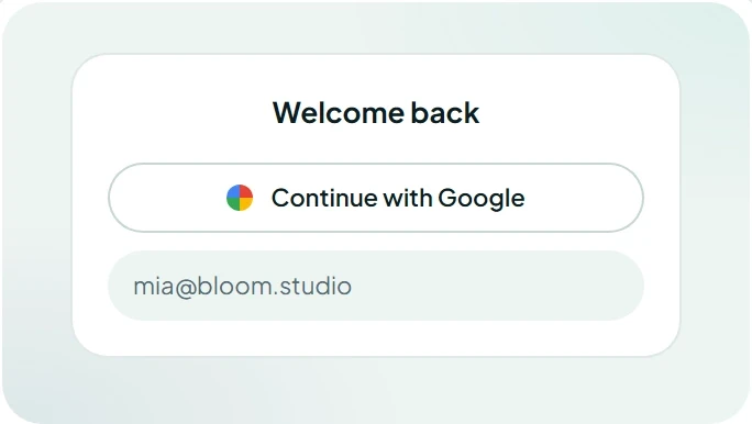 A sign-in card with Google